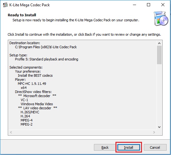 آموزش نصب K-Lite Mega Codec Pack